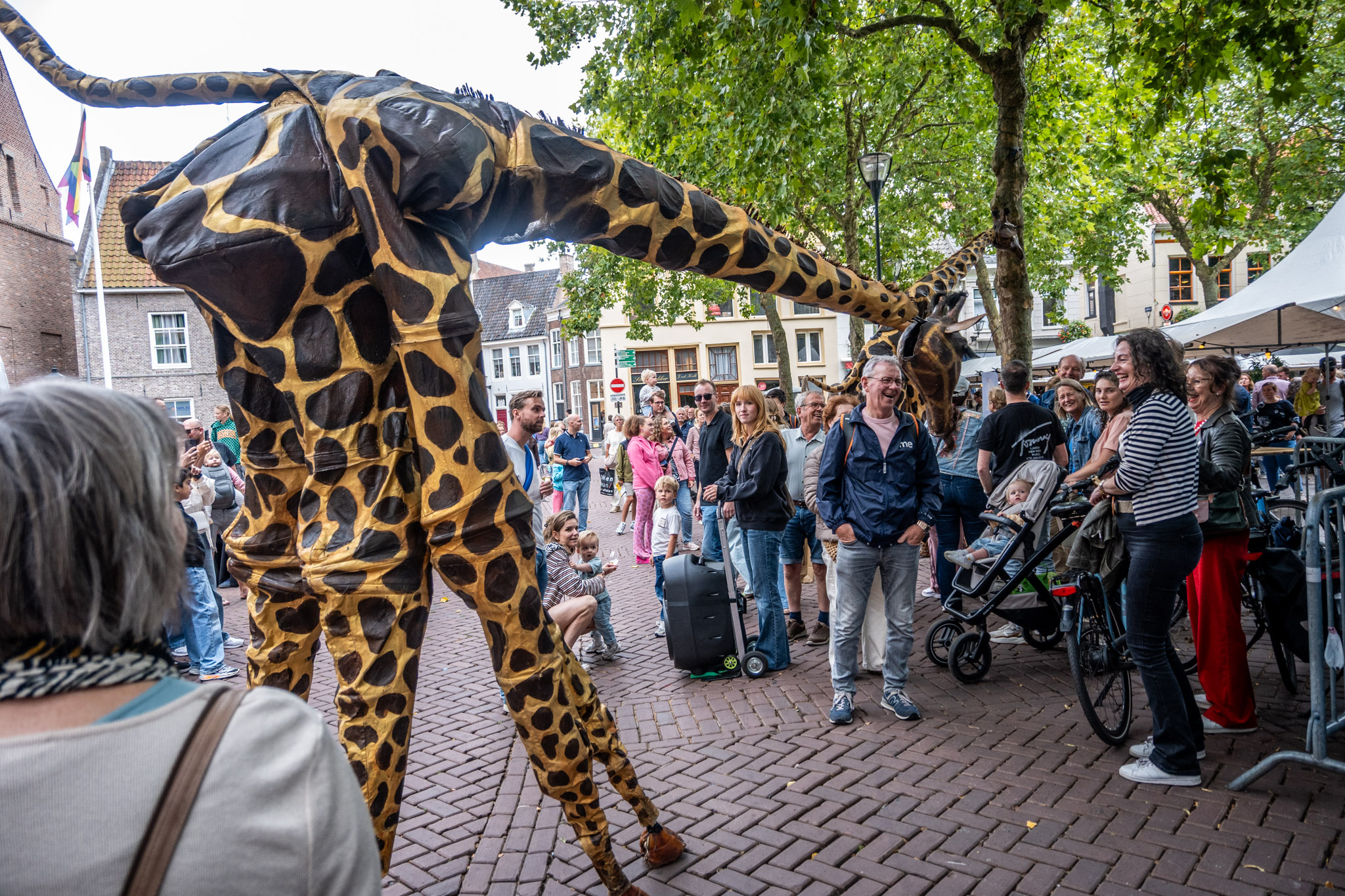 Giraffen en acrobaten trekken bekijks tijdens slotdag Straatfestival